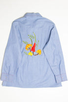 Vintage Embroidered Mushrooms Chambray Button Up Shirt