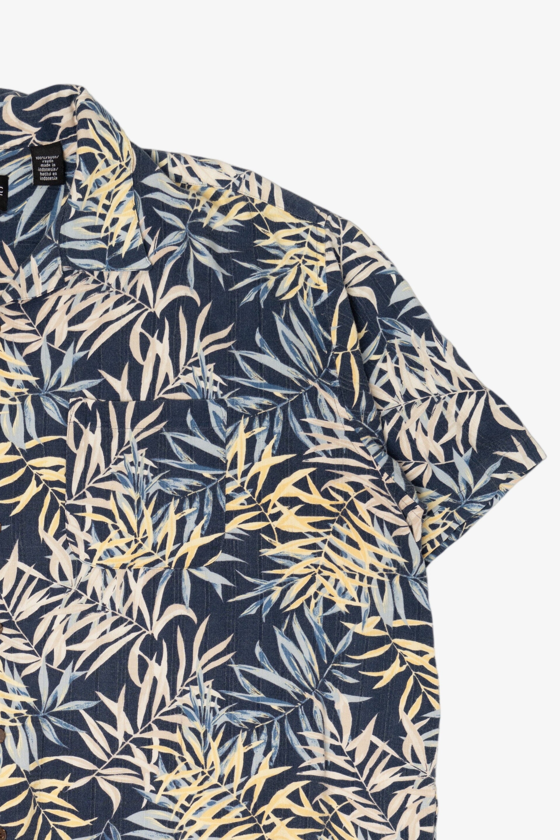 Vintage Navy Blue Ocean Pacific Hawaiian Button Up Shirt (1990s)