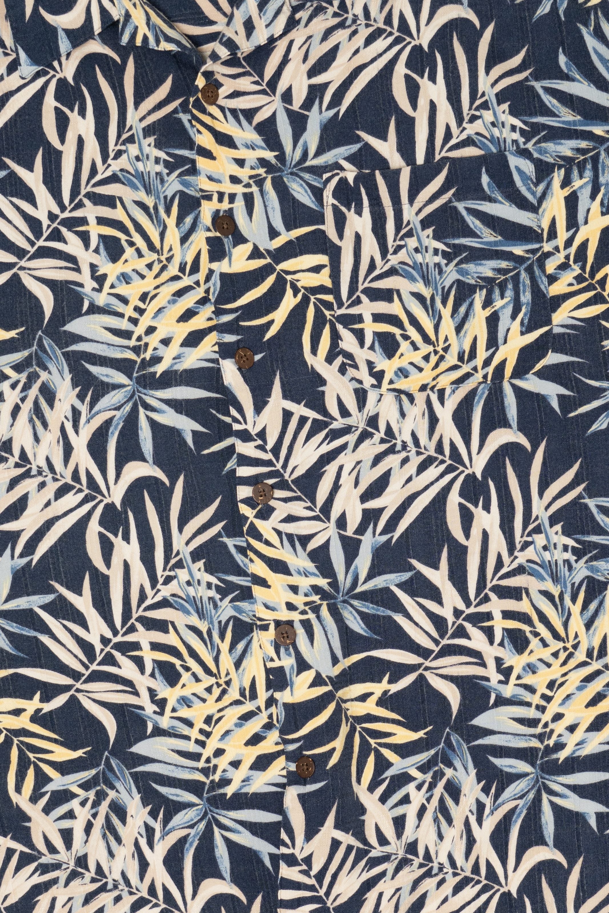Vintage Navy Blue Ocean Pacific Hawaiian Button Up Shirt (1990s)