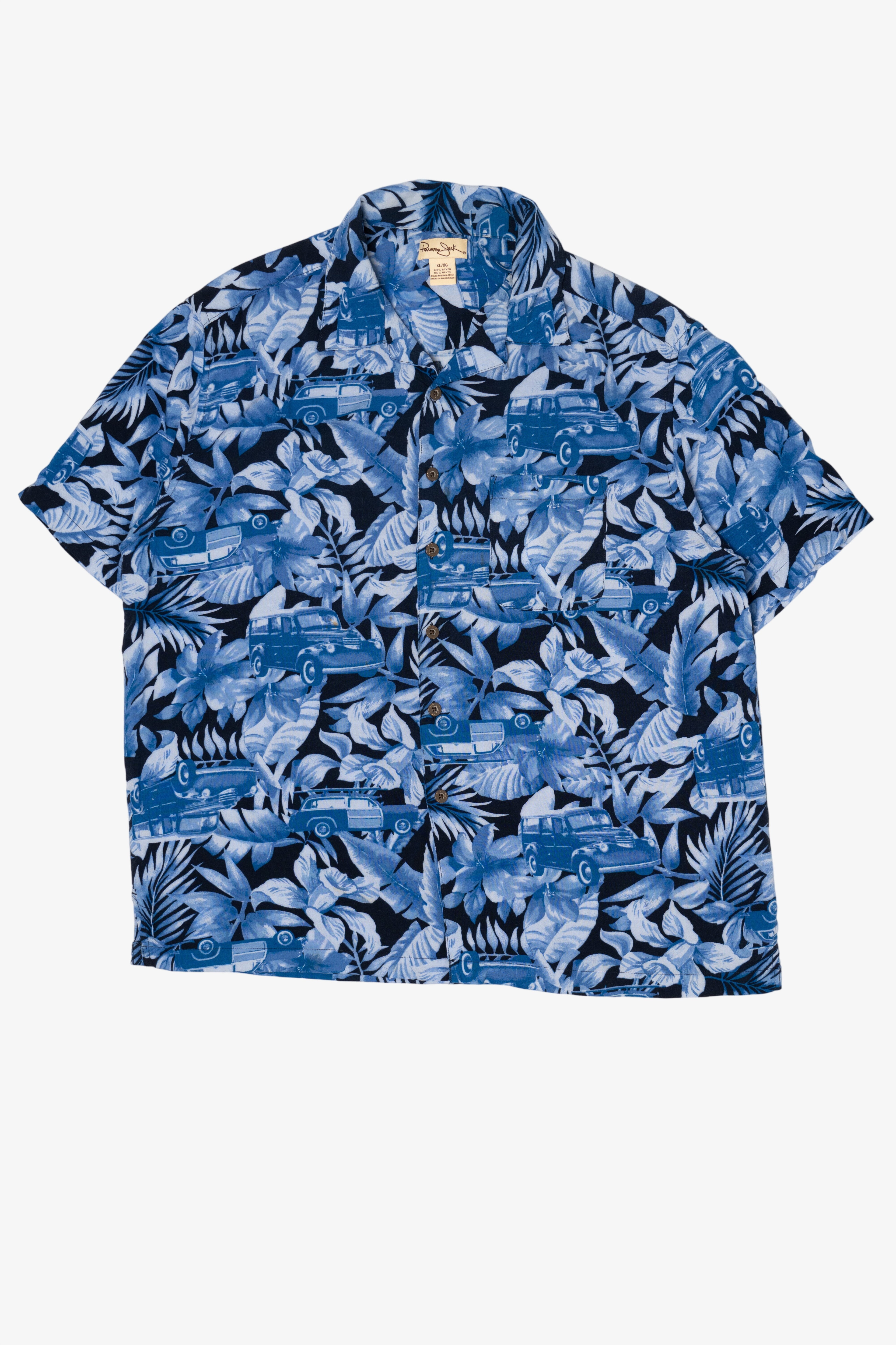 Navy Blue Panama Jack Hawaiian Button Up Shirt (2000s)