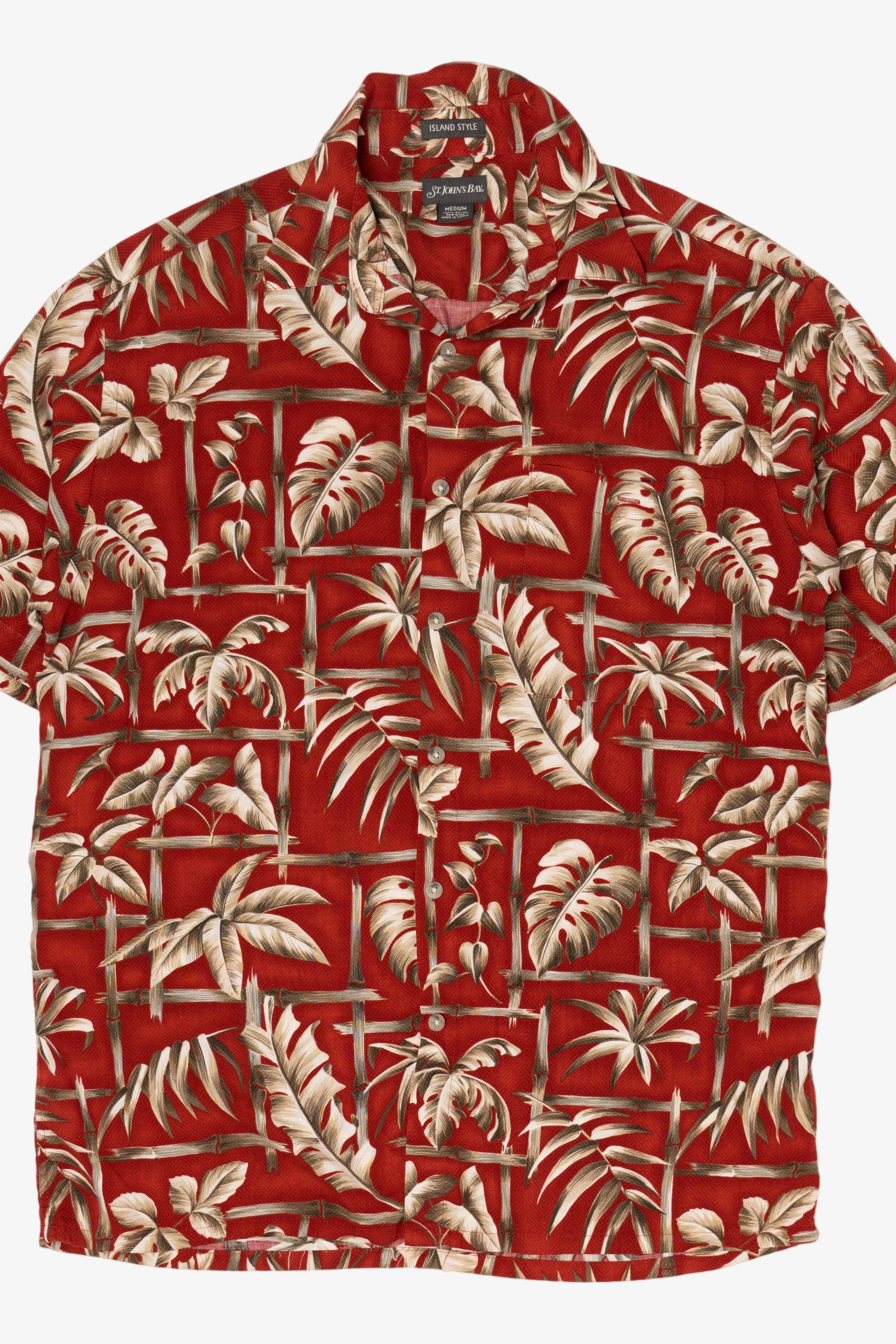 Red St. John's Bay Hawaiian Button Up Shirt (2000s)