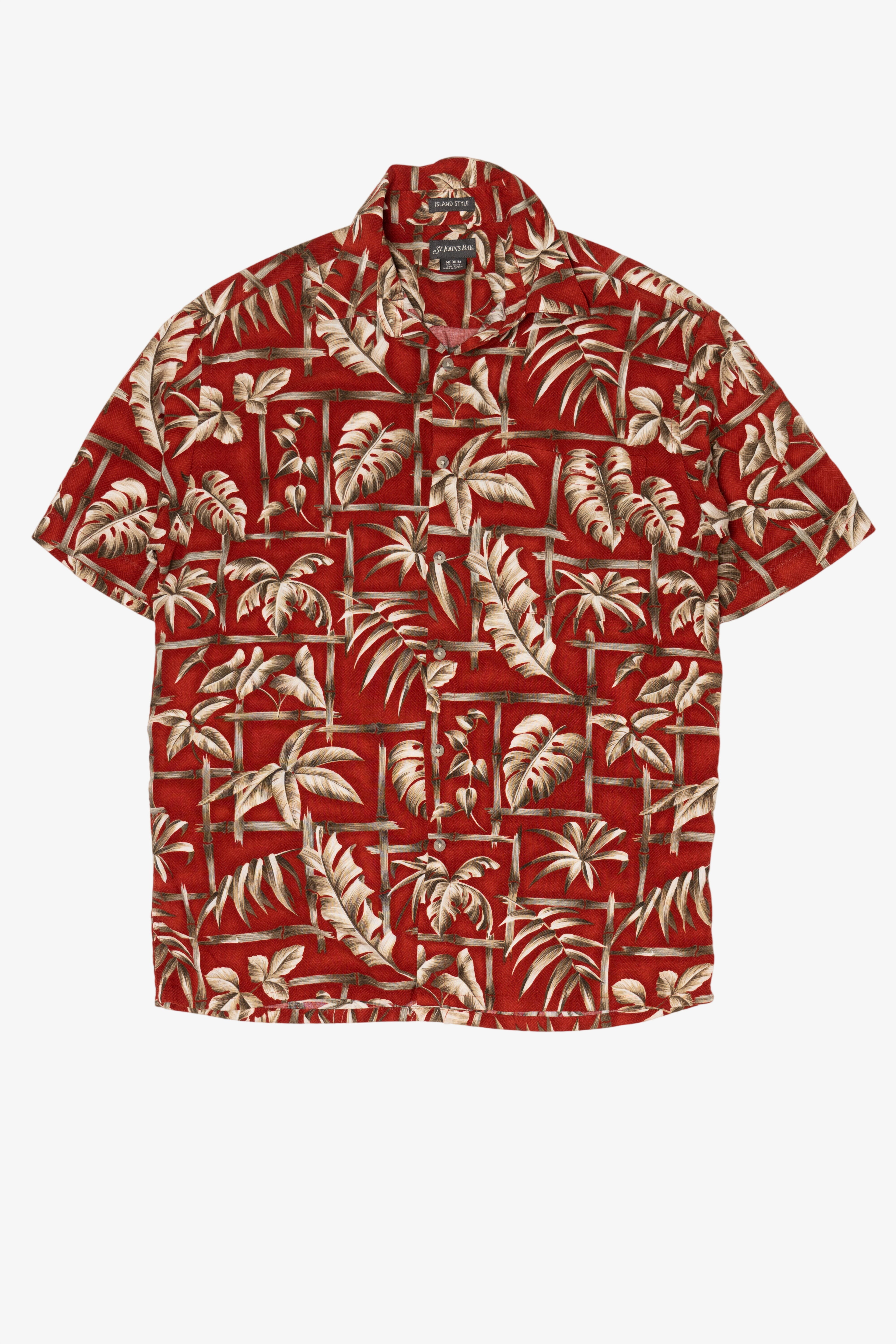 Red St. John's Bay Hawaiian Button Up Shirt (2000s)