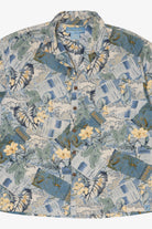 Blue Bermuda Bay Hawaiian Button Up Shirt (2000s)