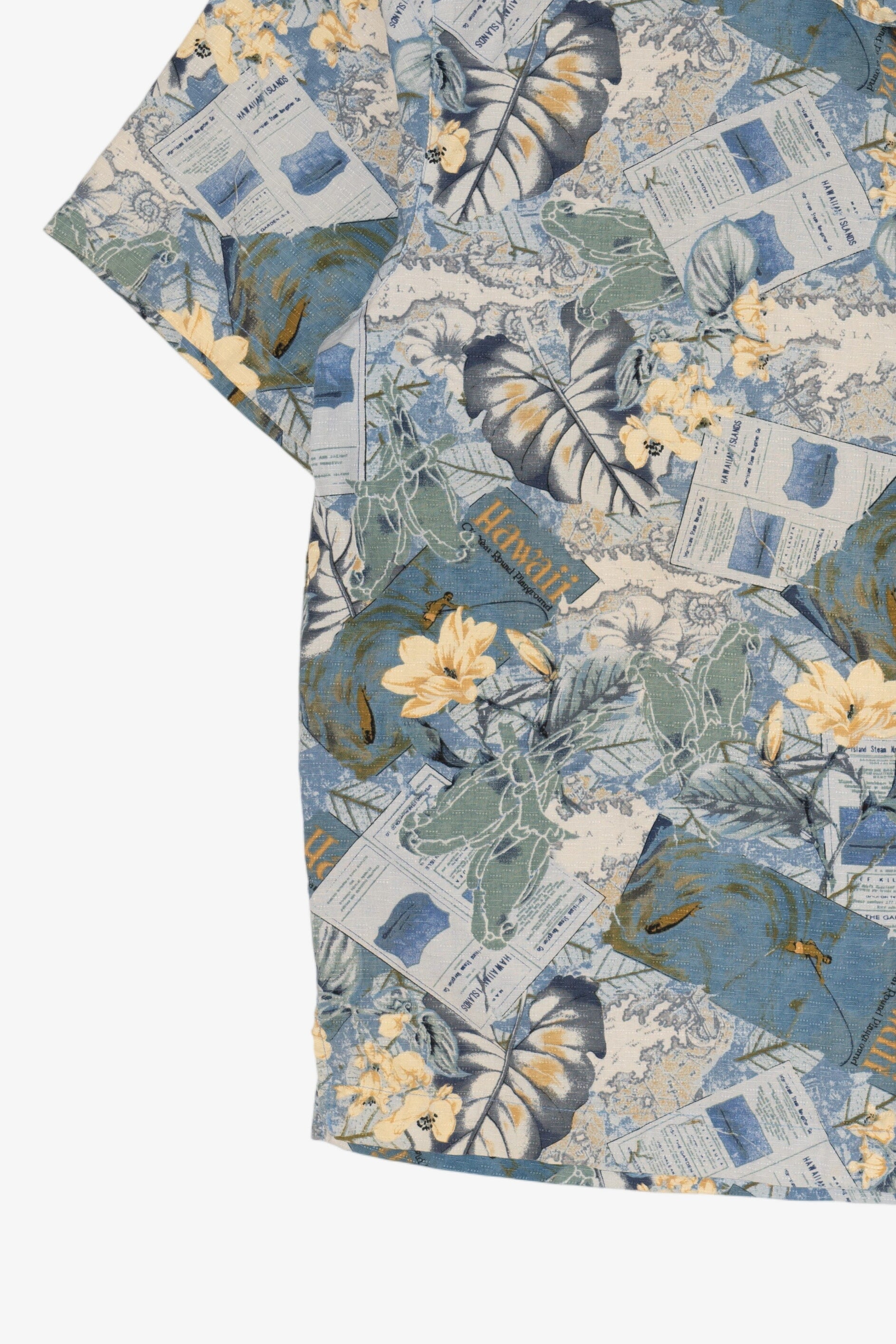 Blue Bermuda Bay Hawaiian Button Up Shirt (2000s)