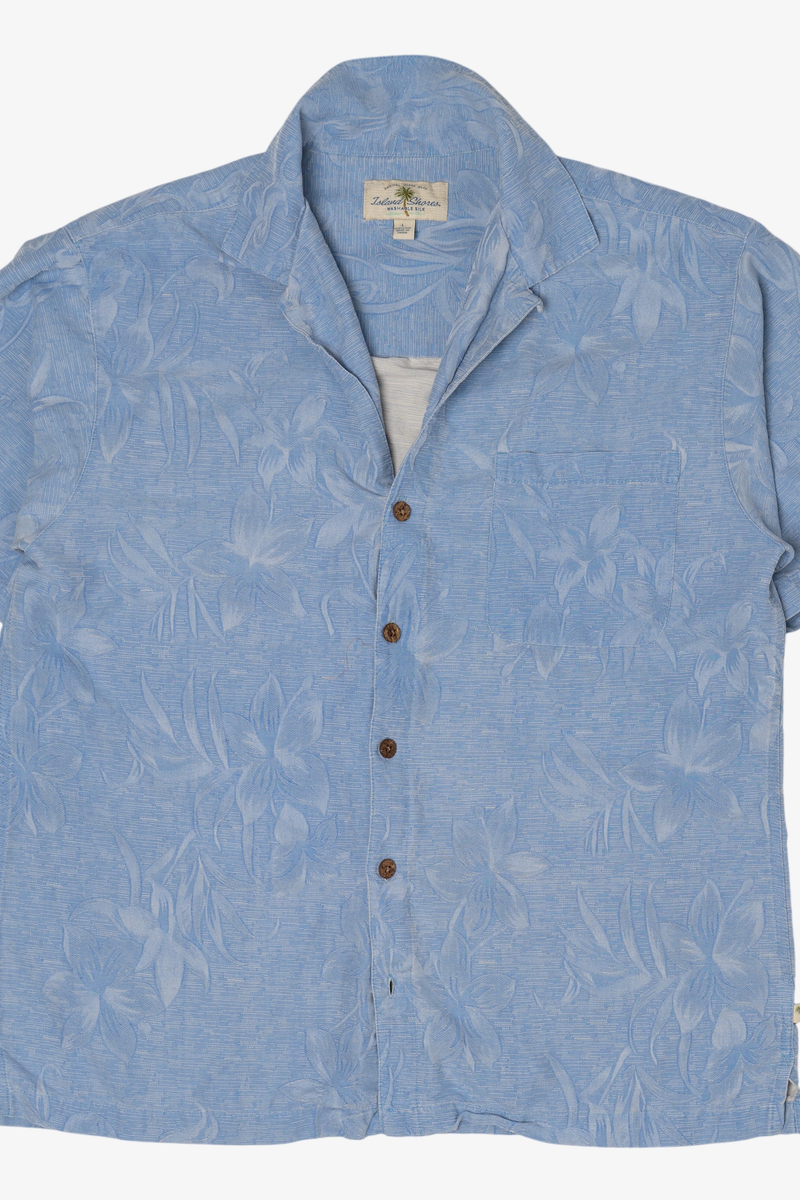 Vintage Light Blue Island Shares Hawaiian Button Up Shirt (2000s)
