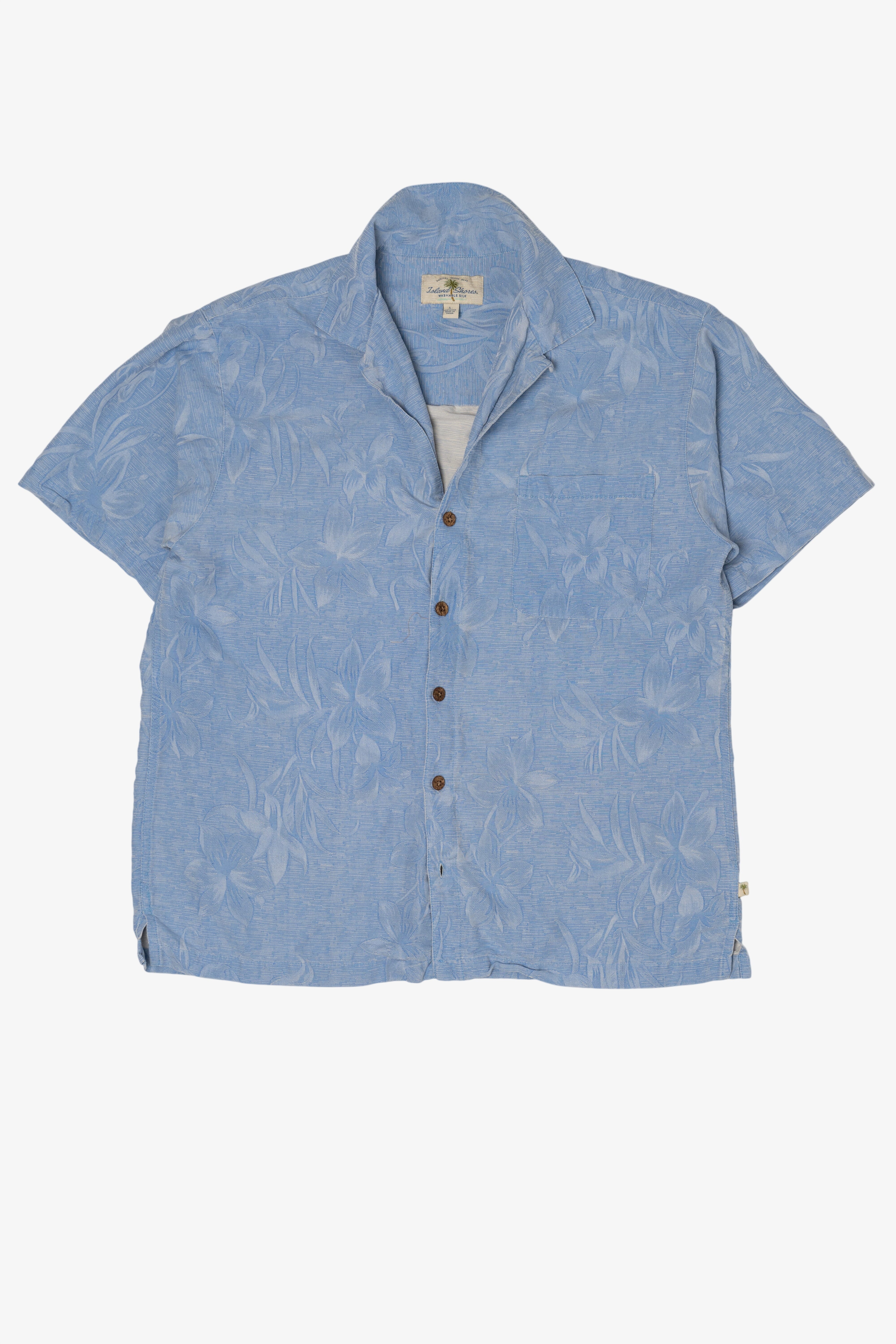 Vintage Light Blue Island Shares Hawaiian Button Up Shirt (2000s)
