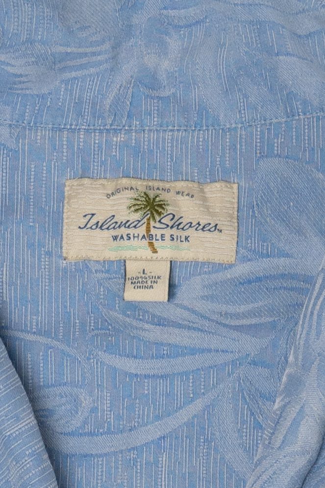 Vintage Light Blue Island Shares Hawaiian Button Up Shirt (2000s)