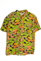Apple Print Silk Button Up Shirt