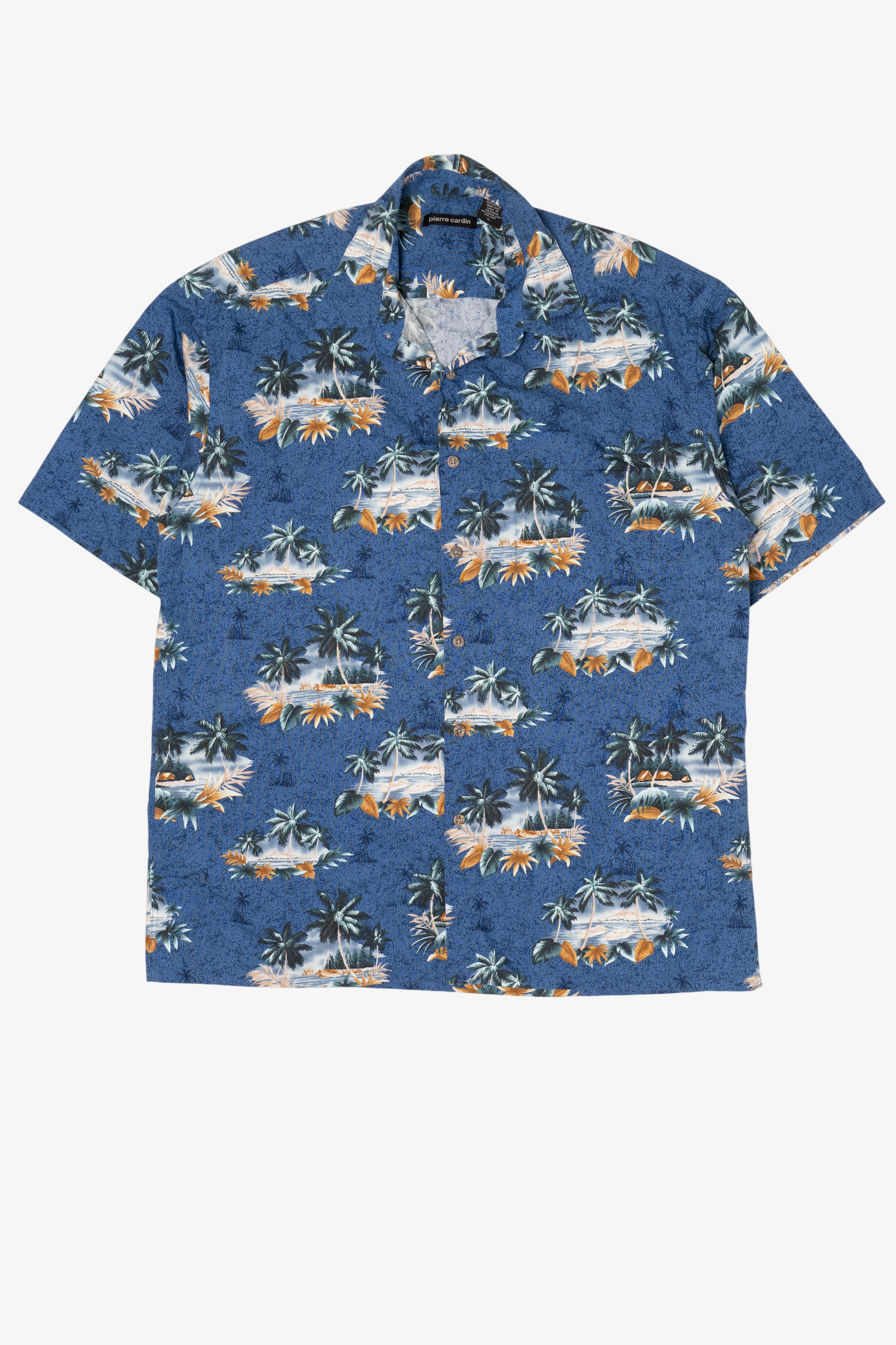 Vintage Blue Pierre Cardin Hawaiian Button Up Shirt (1990s)