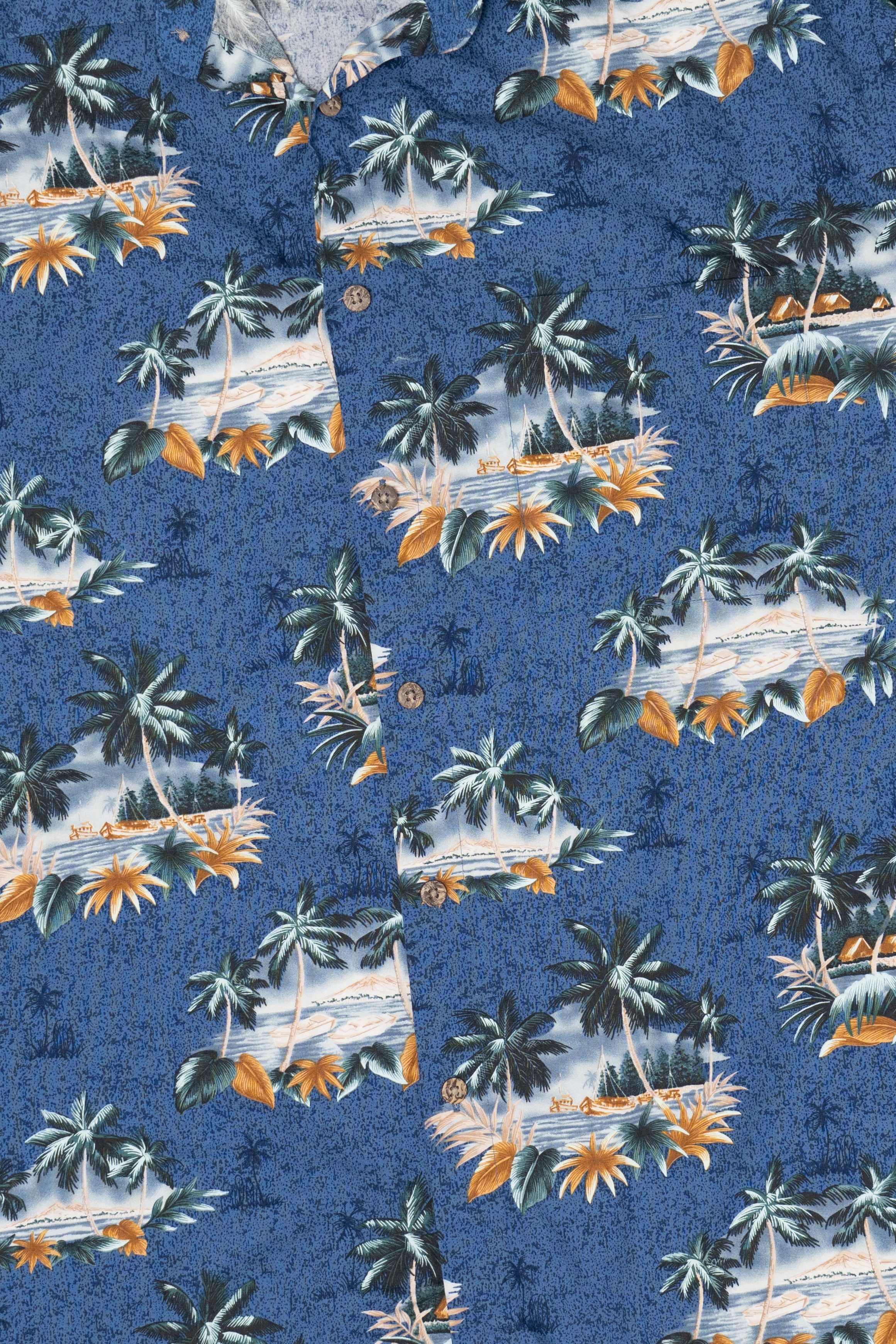 Vintage Blue Pierre Cardin Hawaiian Button Up Shirt (1990s)