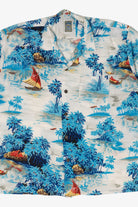 Vintage Blue Ocean Current Hawaiian Button Up Shirt (1990s)