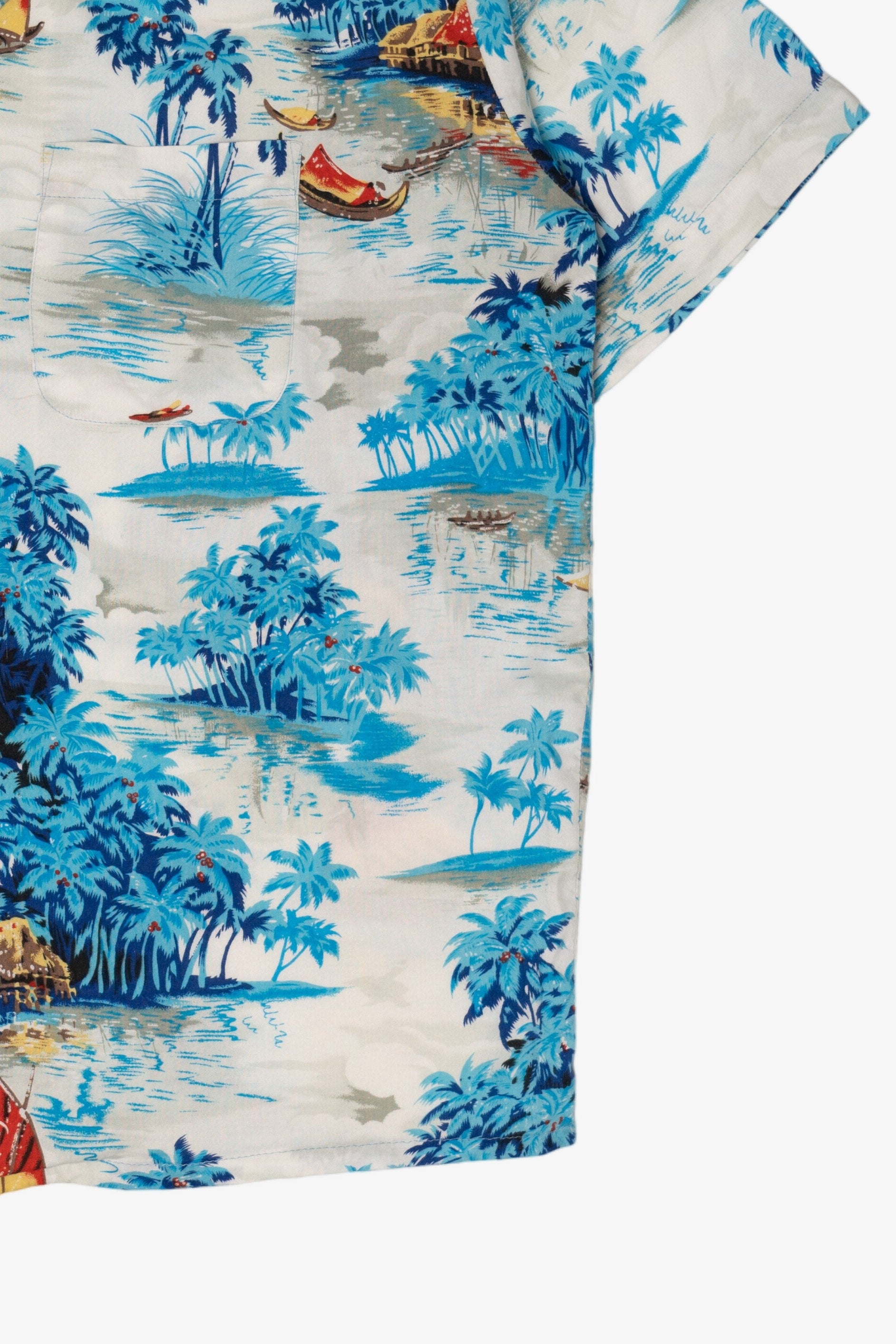 Vintage Blue Ocean Current Hawaiian Button Up Shirt (1990s)