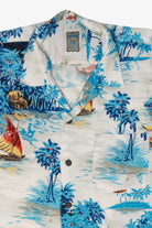 Vintage Blue Ocean Current Hawaiian Button Up Shirt (1990s)