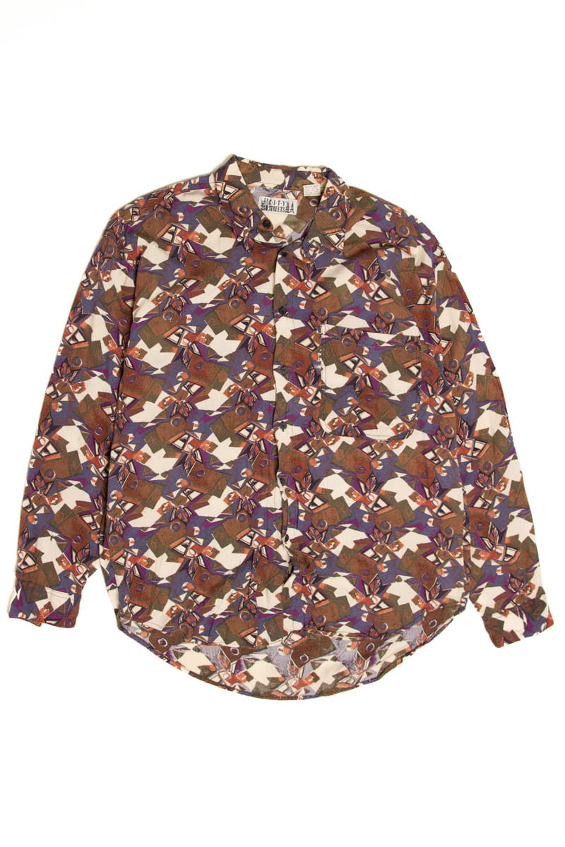 Abstract Geometric Shapes Long Sleeve Button Up Shirt