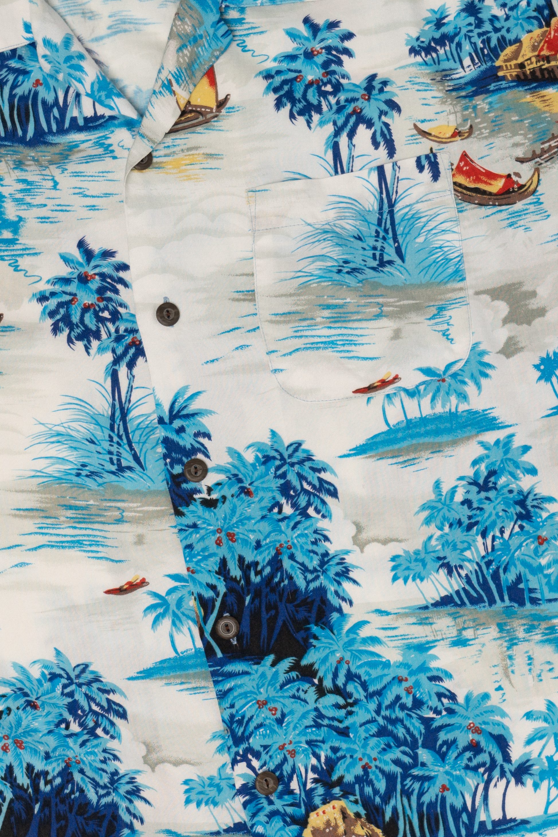 Vintage Blue Ocean Current Hawaiian Button Up Shirt (1990s)