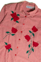 Vintage Embroidered Roses Gingham Button Up Shirt (sz. Medium)