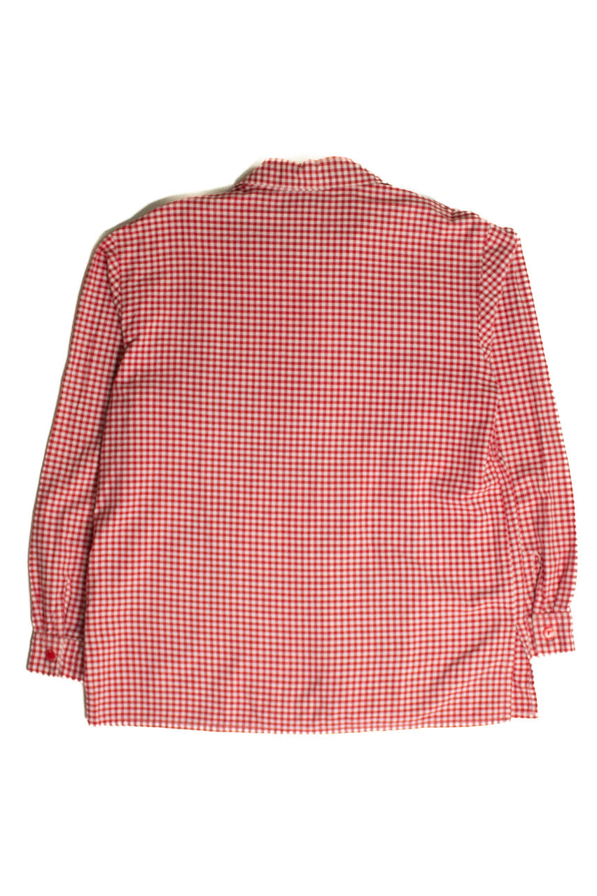 Vintage Embroidered Roses Gingham Button Up Shirt (sz. Medium)