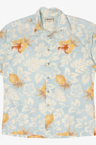 Vintage Light Blue Campia Moda Flowers And Pineapples Hawaiian Button Up Shirt (2000s)