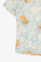 Vintage Light Blue Campia Moda Flowers And Pineapples Hawaiian Button Up Shirt (2000s)