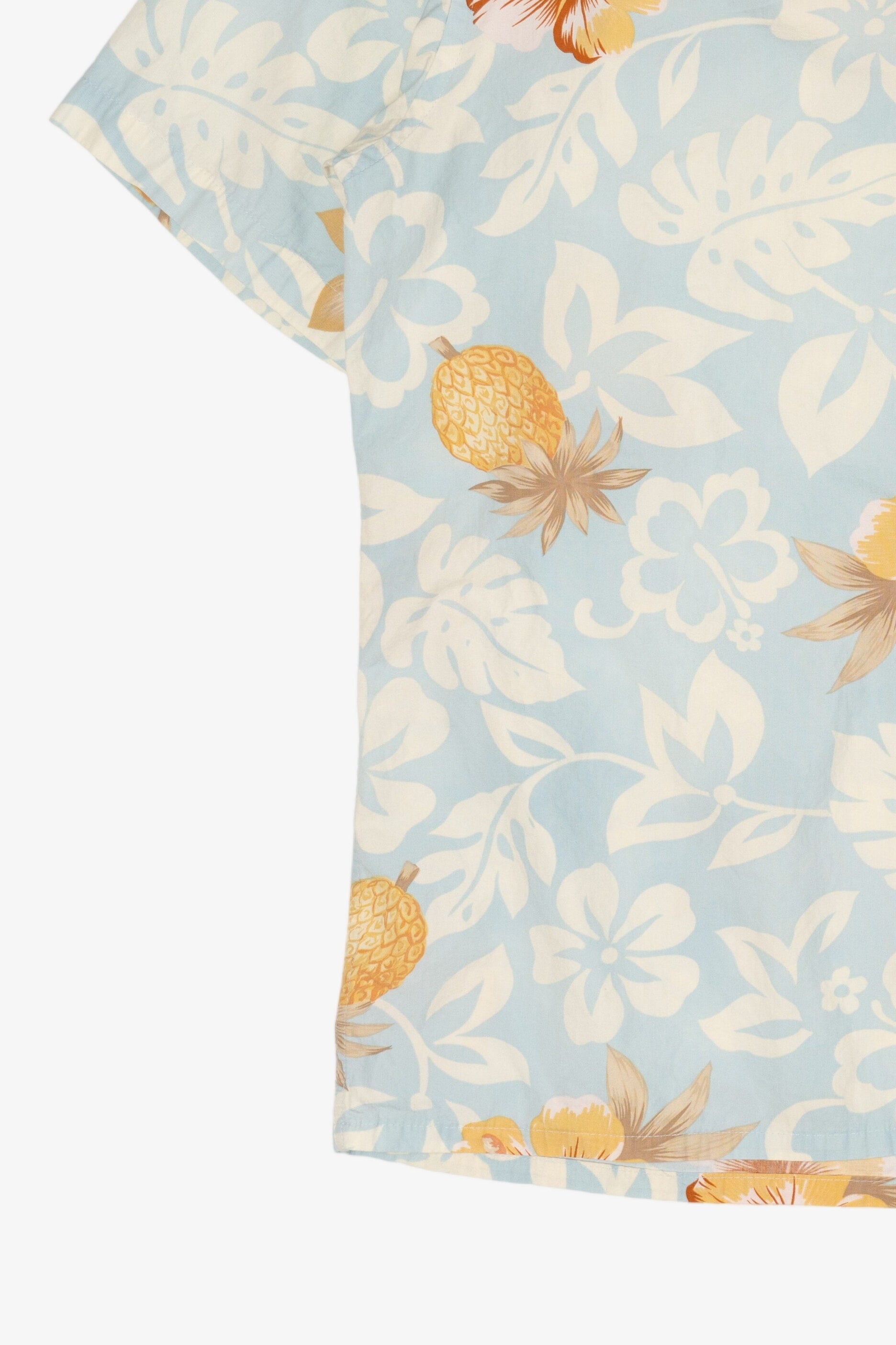 Vintage Light Blue Campia Moda Flowers And Pineapples Hawaiian Button Up Shirt (2000s)