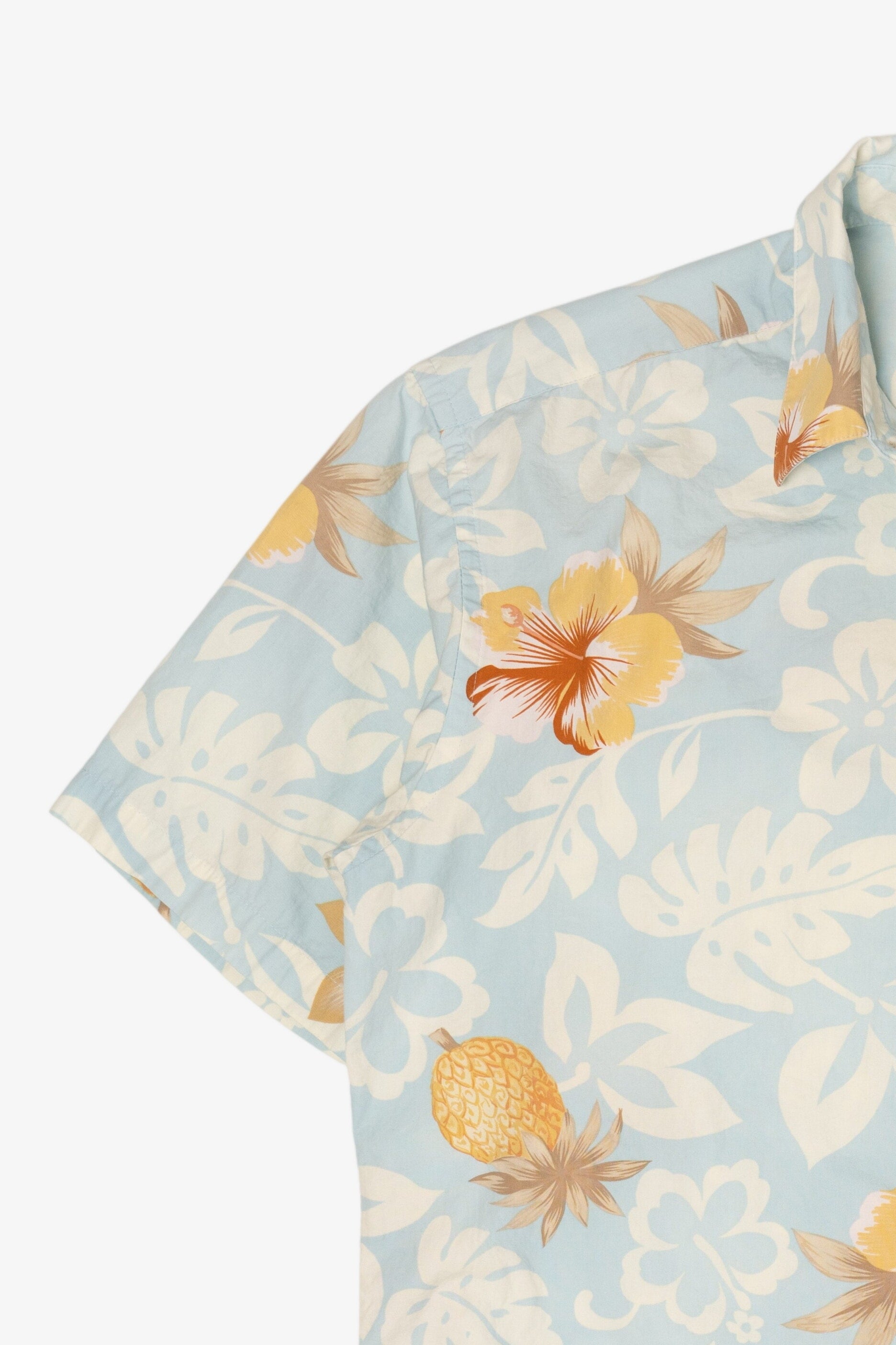 Vintage Light Blue Campia Moda Flowers And Pineapples Hawaiian Button Up Shirt (2000s)