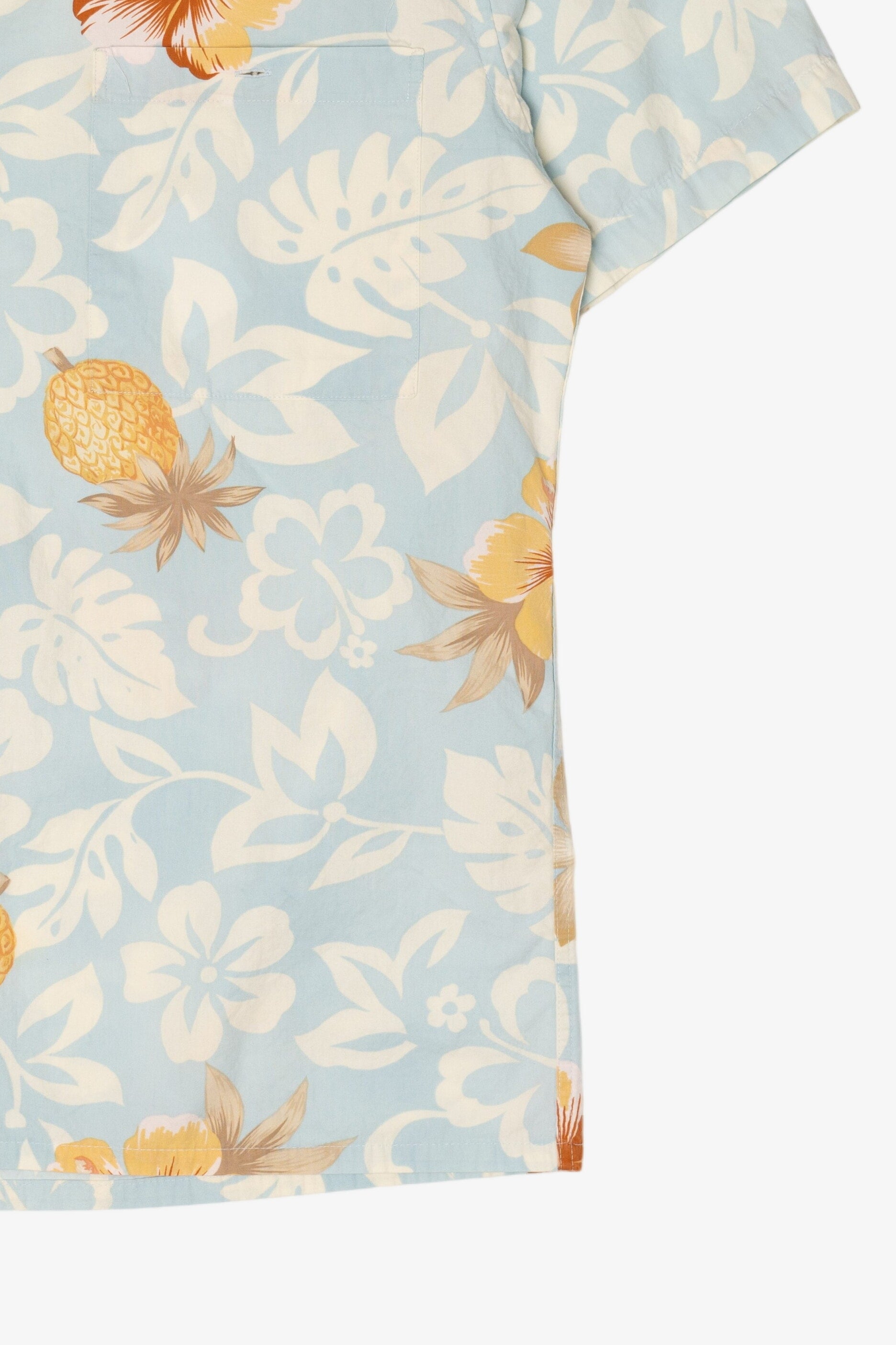Vintage Light Blue Campia Moda Flowers And Pineapples Hawaiian Button Up Shirt (2000s)