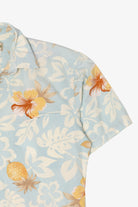 Vintage Light Blue Campia Moda Flowers And Pineapples Hawaiian Button Up Shirt (2000s)