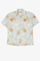 Vintage Light Blue Campia Moda Flowers And Pineapples Hawaiian Button Up Shirt (2000s)