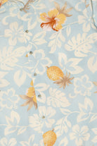 Vintage Light Blue Campia Moda Flowers And Pineapples Hawaiian Button Up Shirt (2000s)