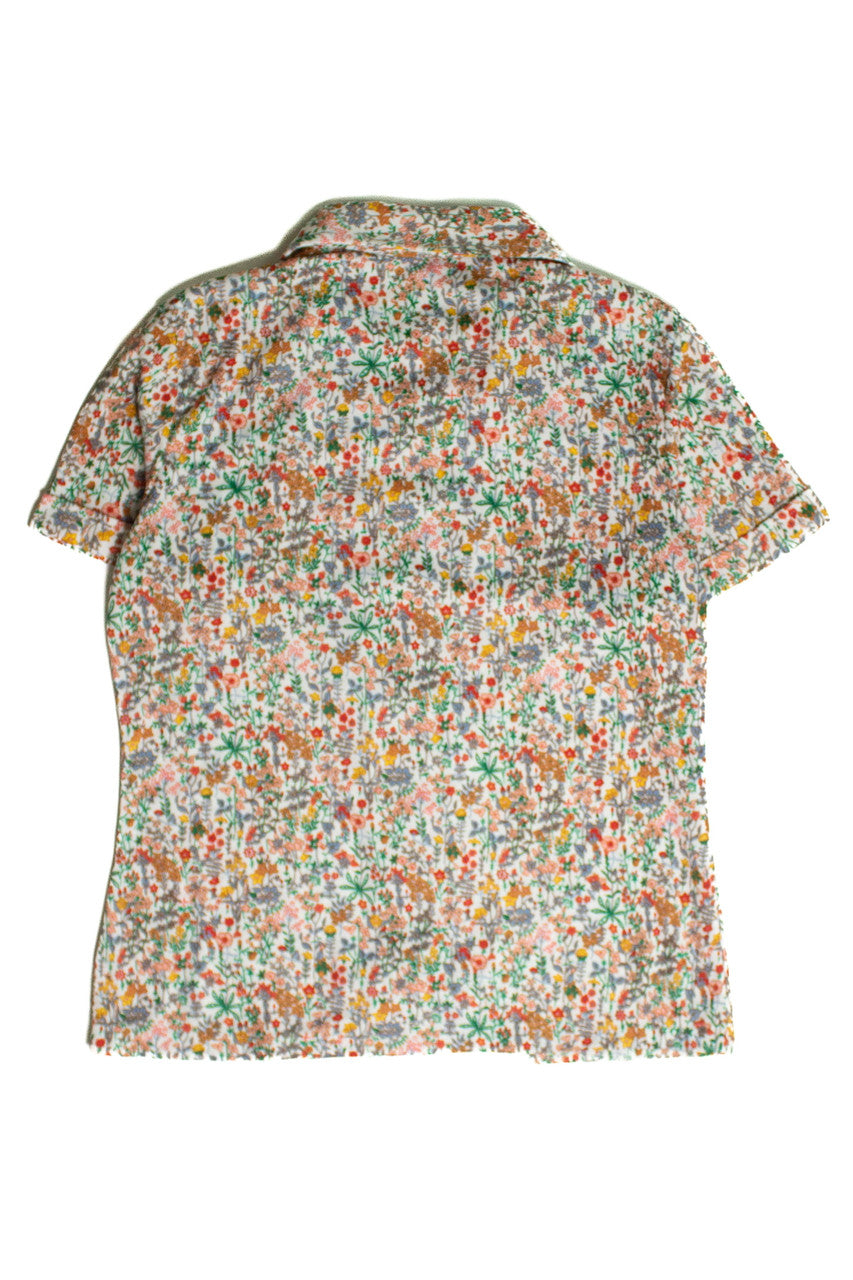 Vintage Women's Micro Floral Button Up Shirt (sz. 16)
