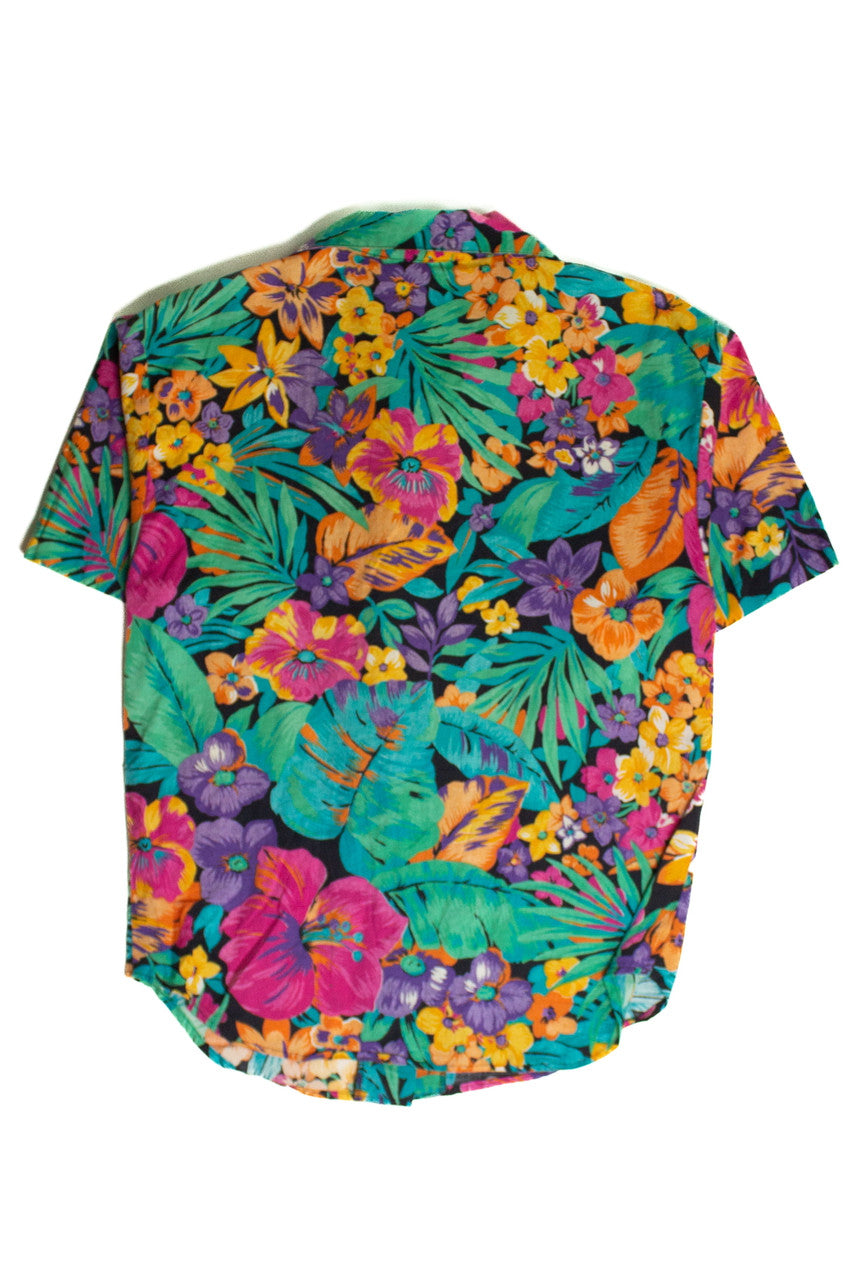 Vintage Tropical Floral Button Up Shirt (1980s)
