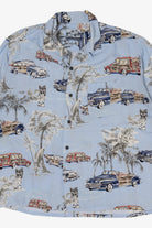 Light Blue Pineapple Connection Palm Trees And Trucks Hawaiian Button Up Shirt (2010s)