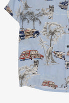 Light Blue Pineapple Connection Palm Trees And Trucks Hawaiian Button Up Shirt (2010s)