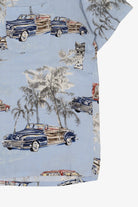 Light Blue Pineapple Connection Palm Trees And Trucks Hawaiian Button Up Shirt (2010s)