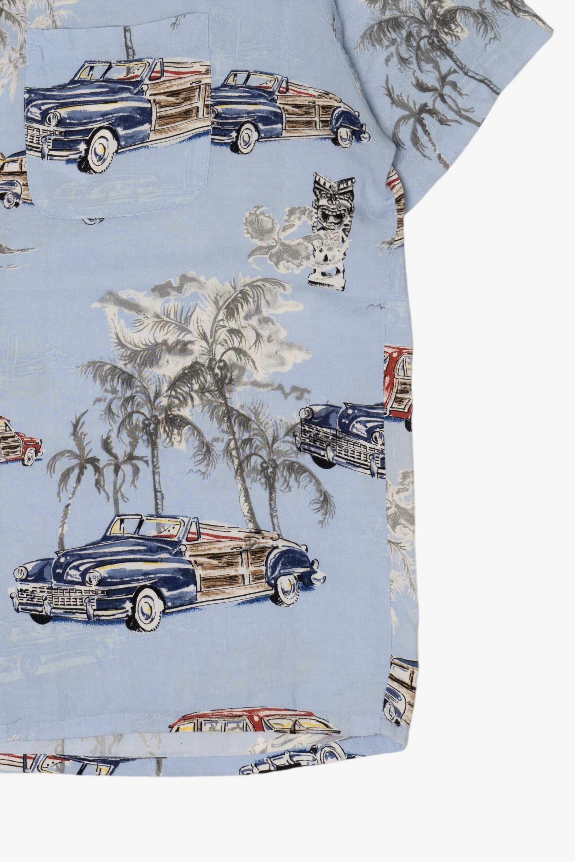 Light Blue Pineapple Connection Palm Trees And Trucks Hawaiian Button Up Shirt (2010s)