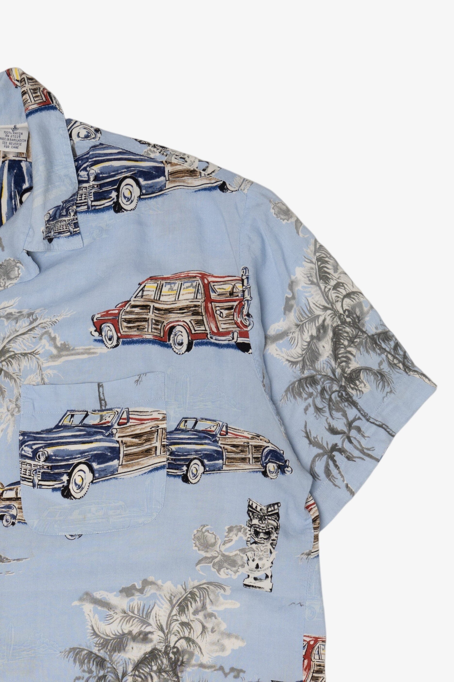 Light Blue Pineapple Connection Palm Trees And Trucks Hawaiian Button Up Shirt (2010s)