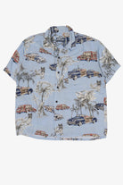 Light Blue Pineapple Connection Palm Trees And Trucks Hawaiian Button Up Shirt (2010s)