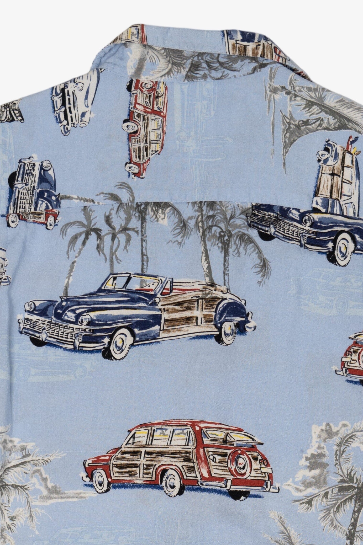 Light Blue Pineapple Connection Palm Trees And Trucks Hawaiian Button Up Shirt (2010s)