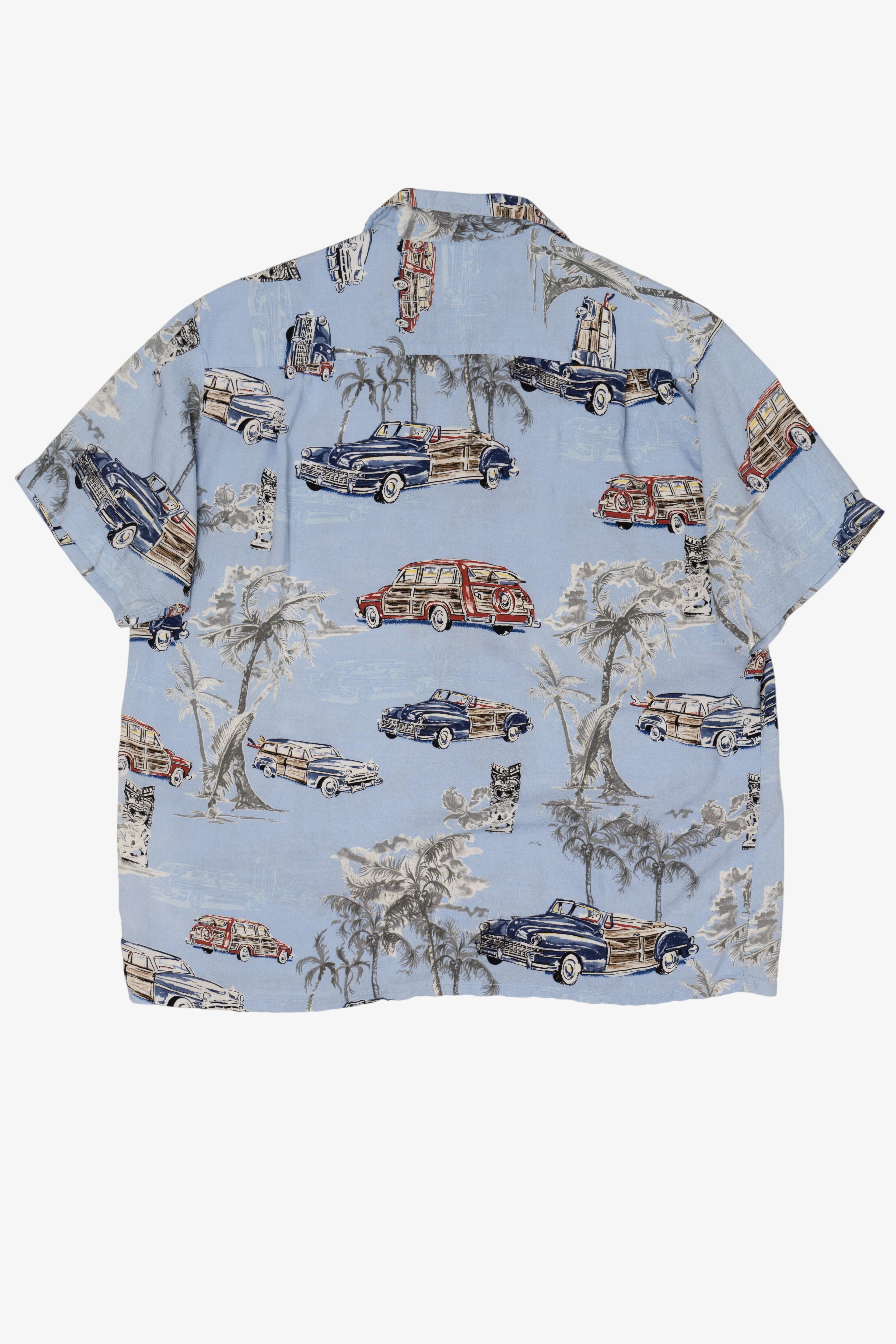 Light Blue Pineapple Connection Palm Trees And Trucks Hawaiian Button Up Shirt (2010s)