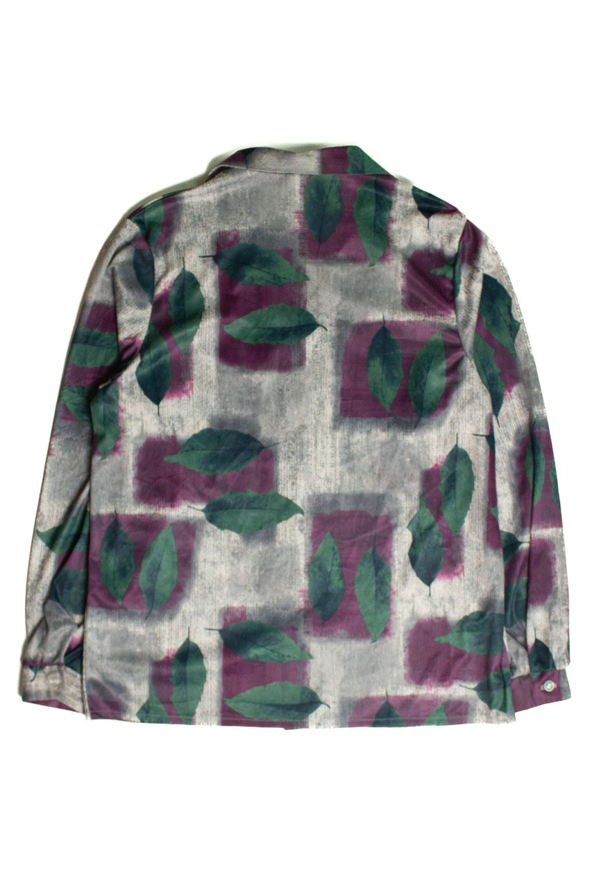 Vintage Leaf Print Button Up Shirt (sz. Medium)