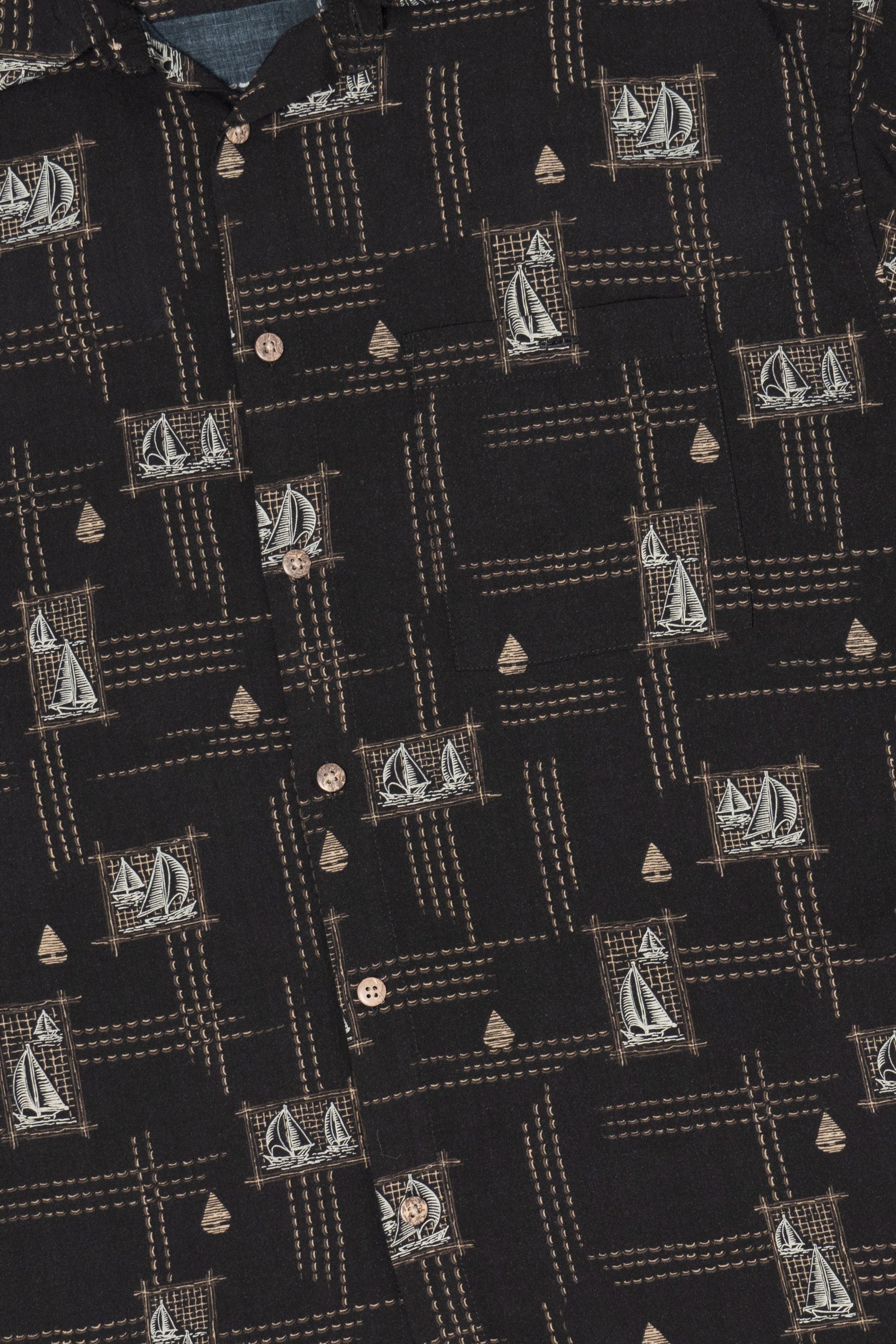 Black Moda Campia Sailboats Button Up Shirt (2000s)