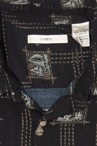 Black Moda Campia Sailboats Button Up Shirt (2000s)