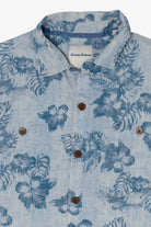 Vintage Blue Tommy Bahama Silk Hawaiian Button Up Shirt (2000s)