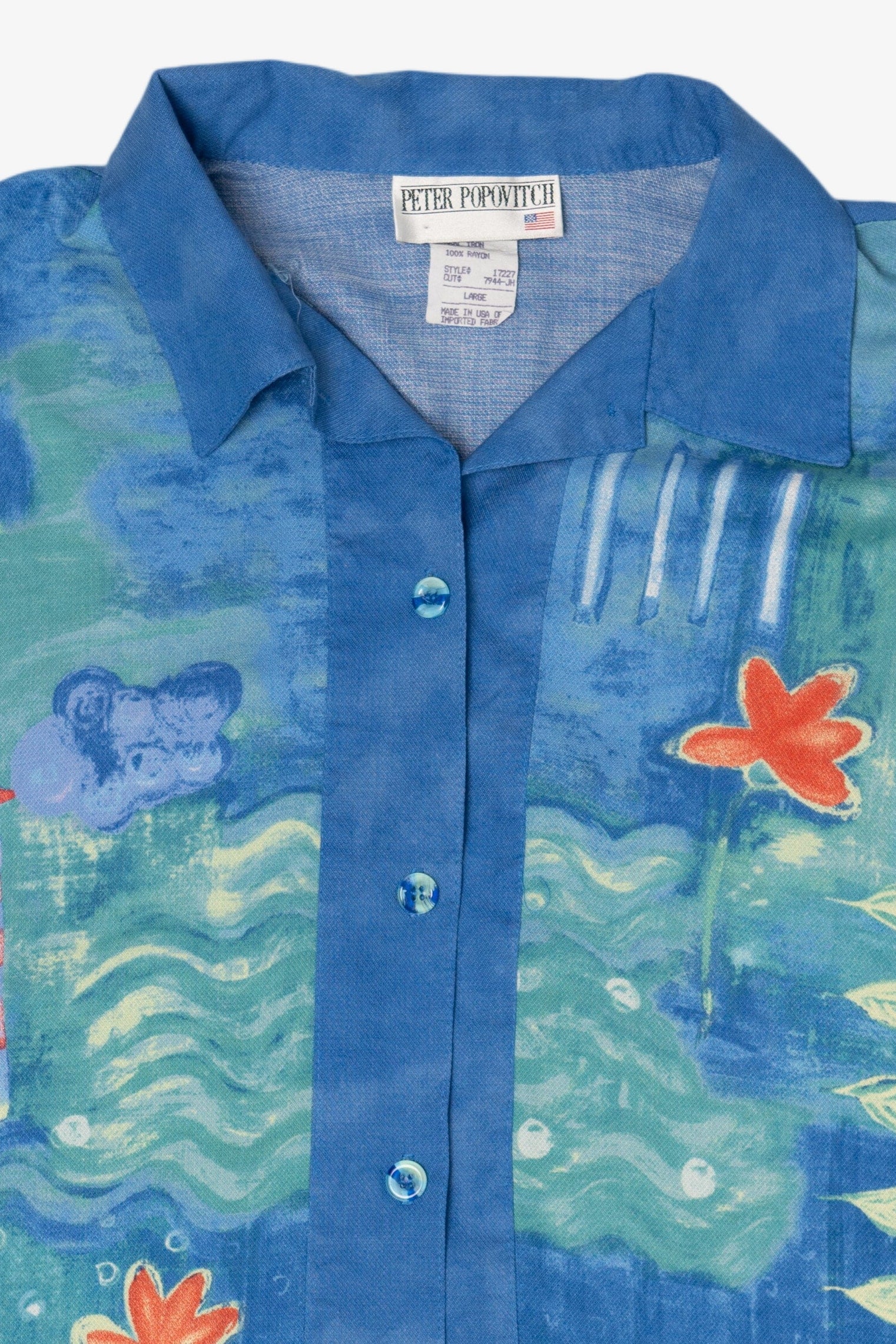 Vintage Blue Peter Popovitch Button Up Shirt (1990s)