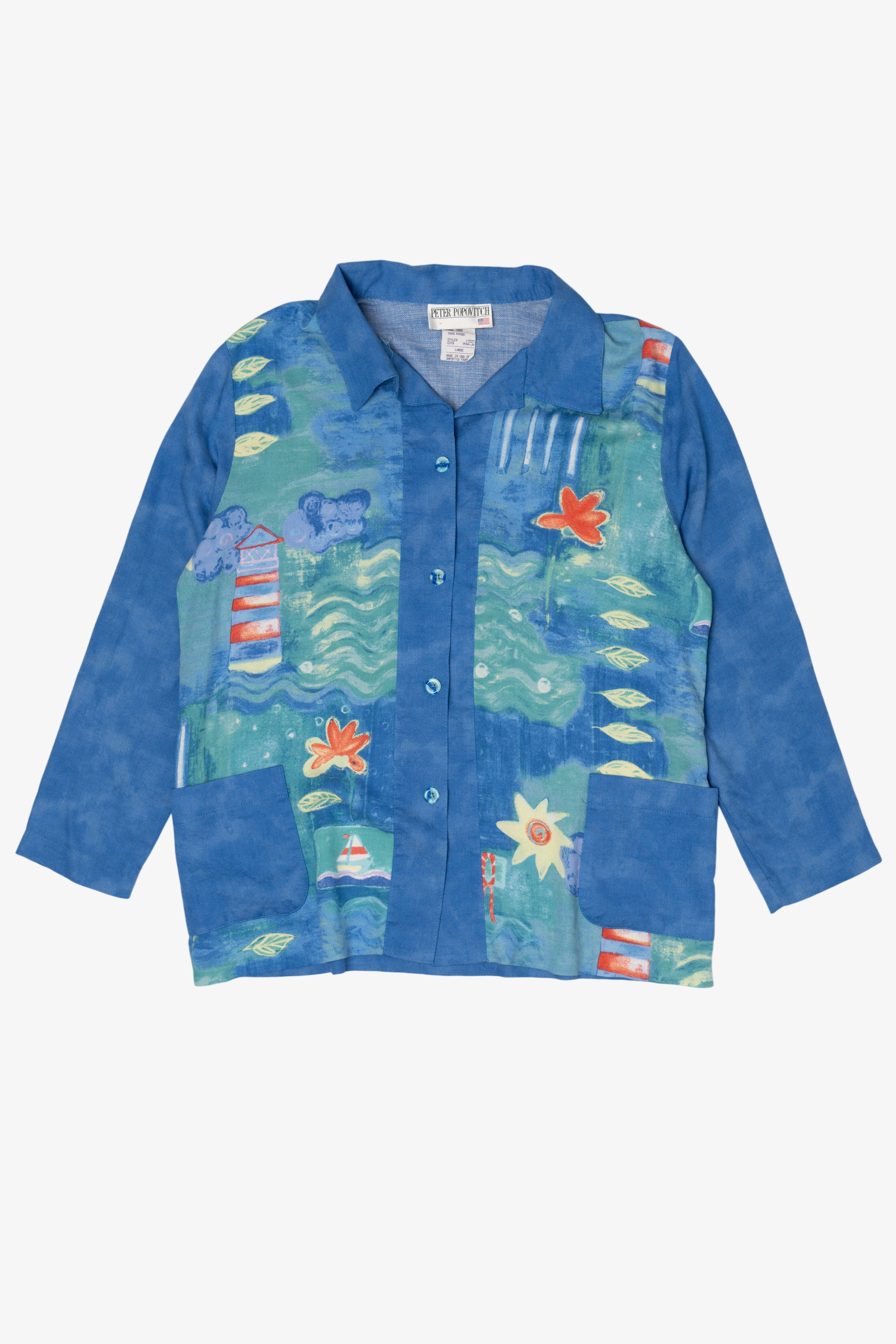 Vintage Blue Peter Popovitch Button Up Shirt (1990s)