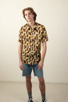 Vintage Brown Geometric Button Up Shirt (1970s)