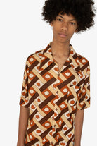 Vintage Brown Pattern Button Up Shirt (1970s)