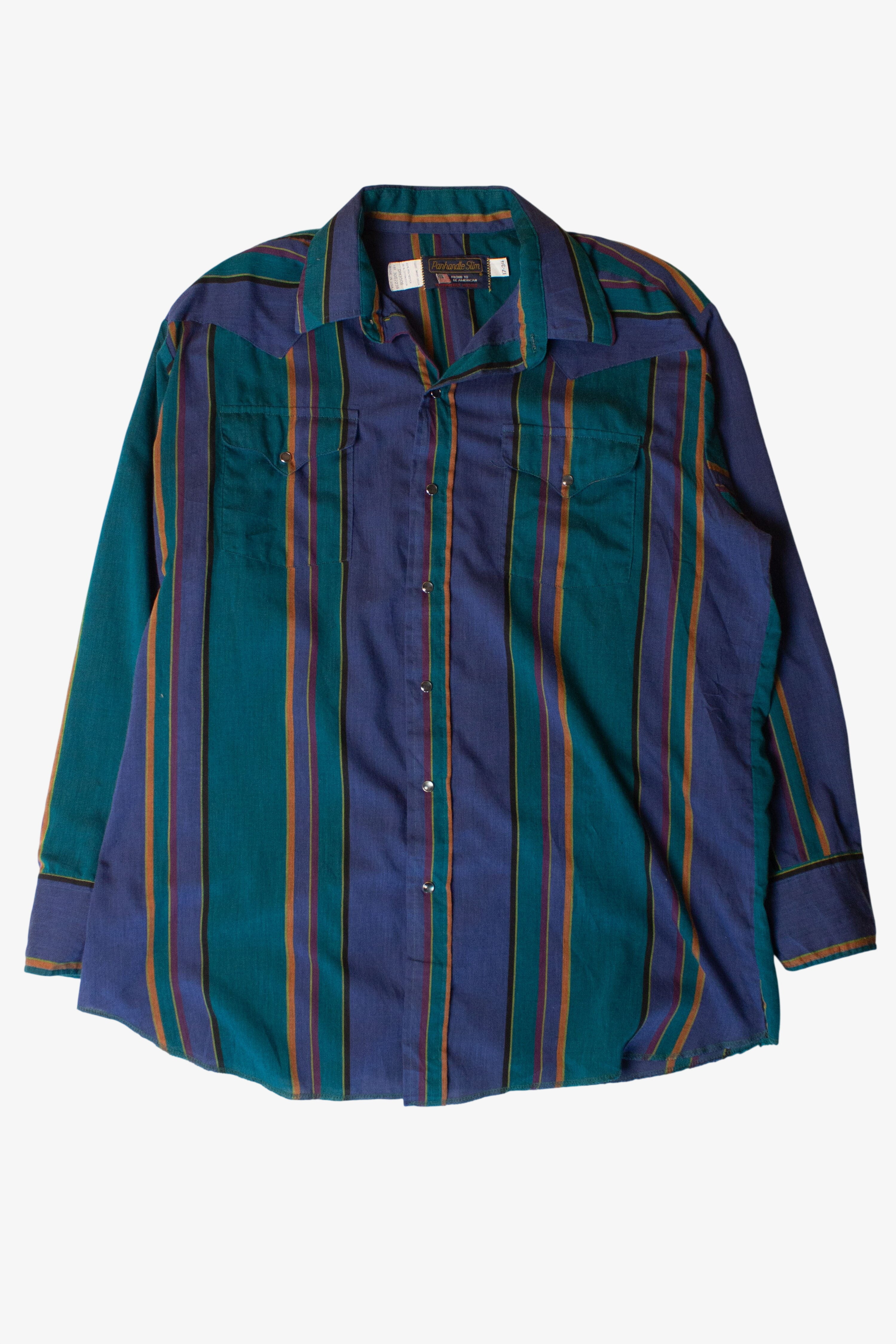 Vintage Striped Pearl Snap Button Up Shirt (1990s)