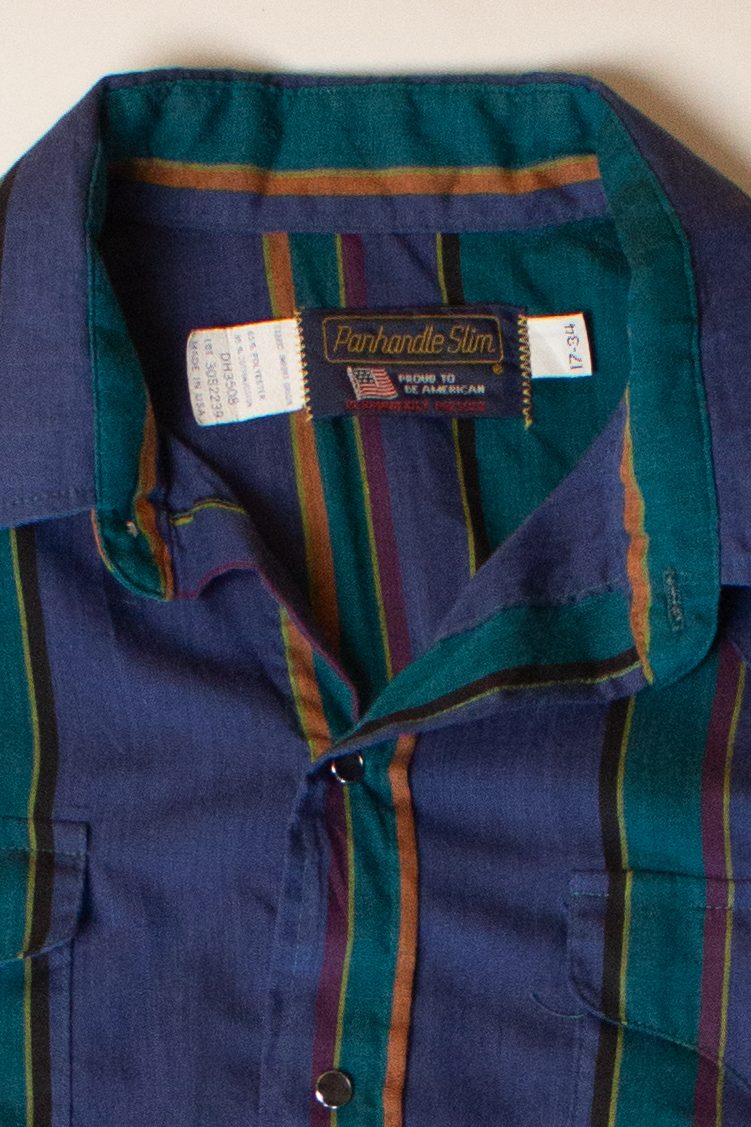 Vintage Striped Pearl Snap Button Up Shirt (1990s)