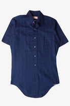 Vintage Navy Blue Short Sleeve Button Up Shirt (1960s)